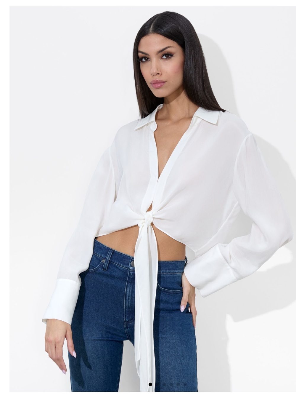 Alice + Olivia Hannon front tie blouse